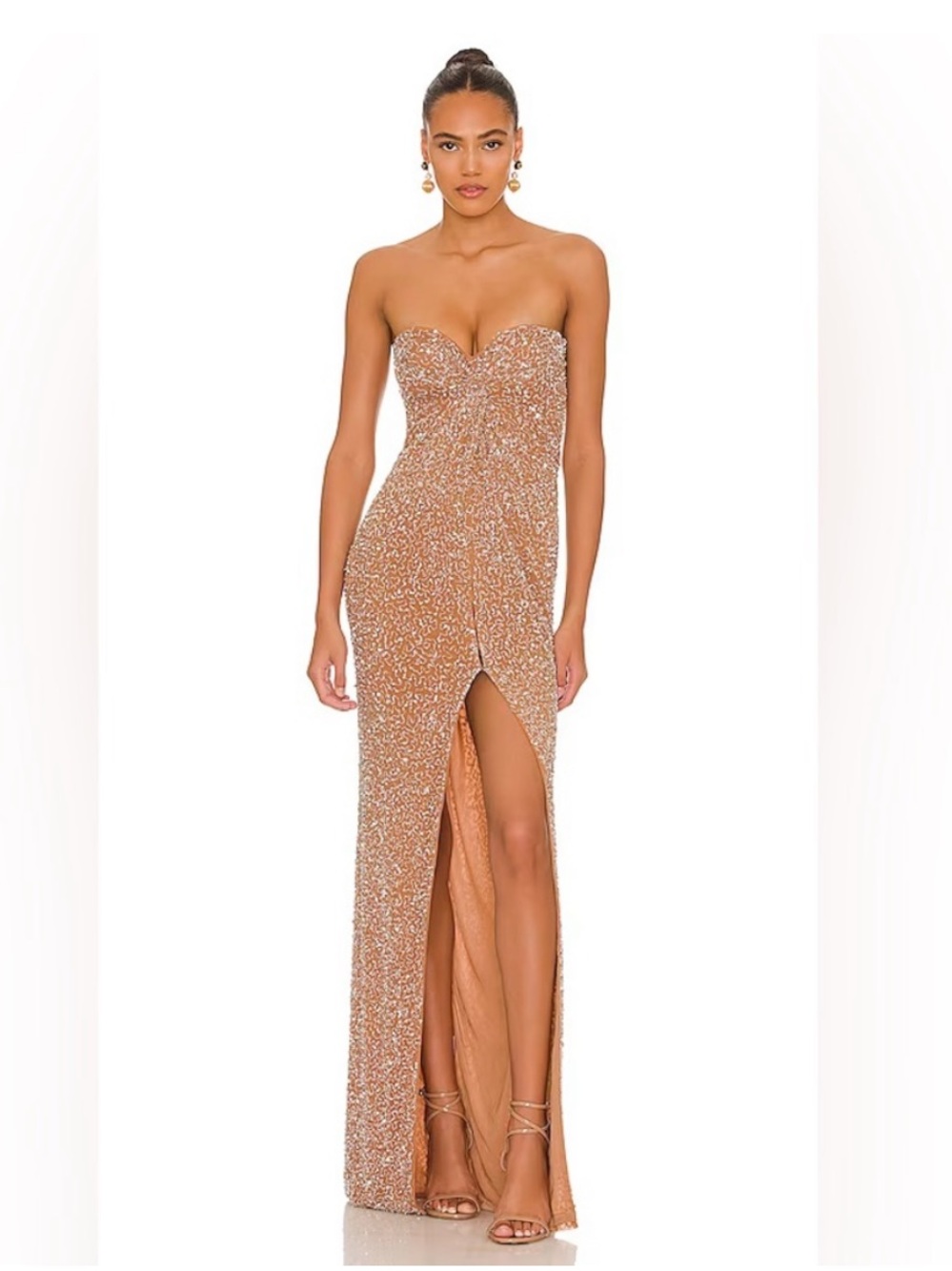 Retrofete Strapless Sequin Gown in Rose Gold